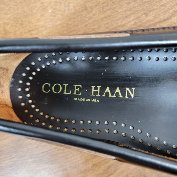 Cole Haan Mens Dress Shoes 10.5 D Black Leather Pinch Tassel Loafer Made in USA - Picture 10 of 14